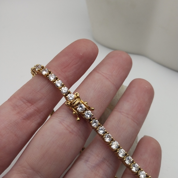 Estate Jewelry Estate Brilliant Crystal Ct Gold Toned W Safety